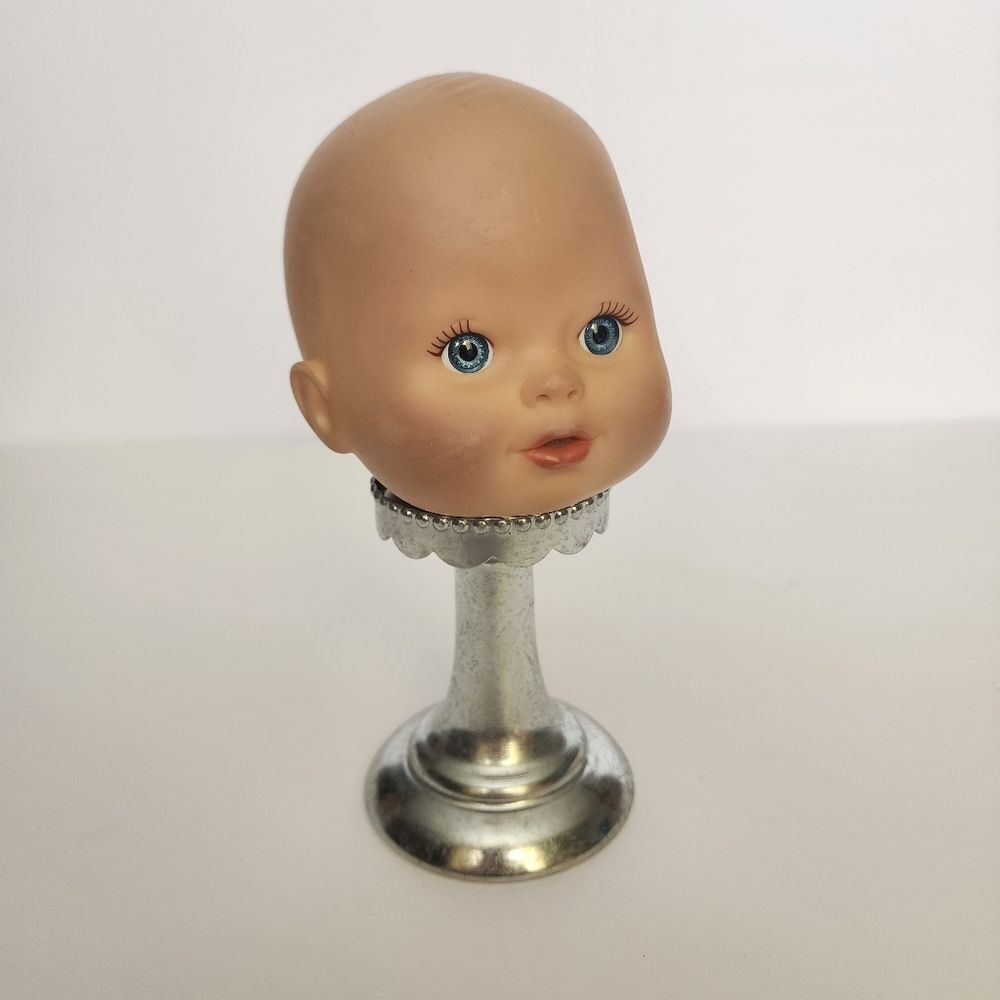 Handmade By Me Doll Head Art Table Decor